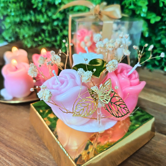 Flower of Love – Mini Rose Candle Trio