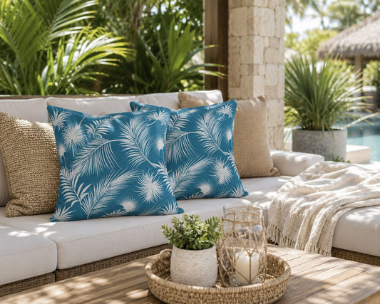 Fresh Sky Blue Palms Scatter 60x60